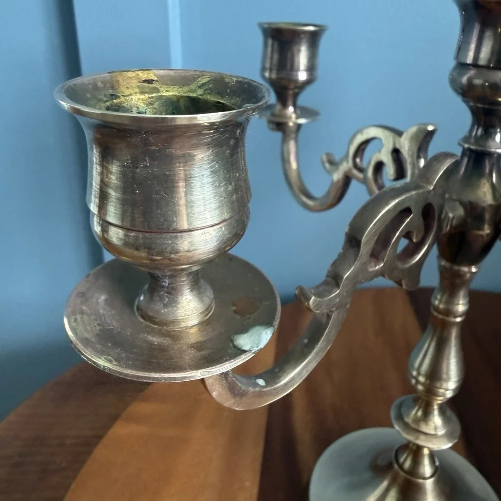 Vintage Brass 5 Arm Candelabra Candle Holder 8
